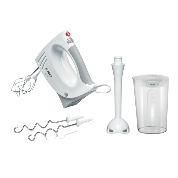 Batteur 450 W Blanc/Gris avec 5 Vitesses + Turbo et Accessoires Inox