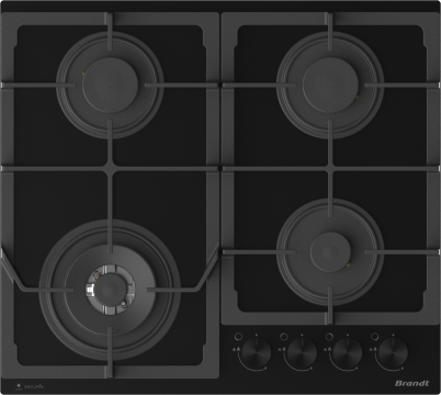 Table de Cuisson Brandt Gaz 4 Feux Verre Noir